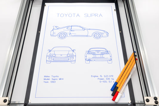Toyota Supra MK4 Blueprint Poster Drawing