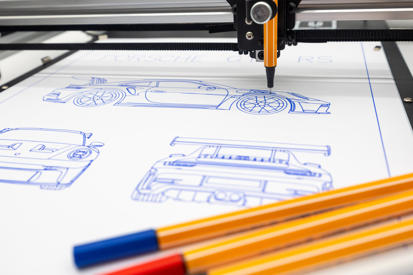 Porsche 992 GT3 RS Blueprint Poster Drawing