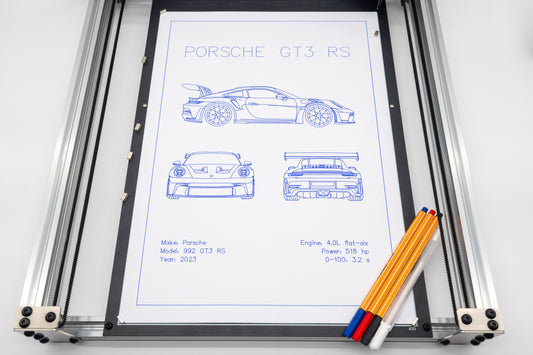 Porsche 992 GT3 RS Blueprint Poster Drawing