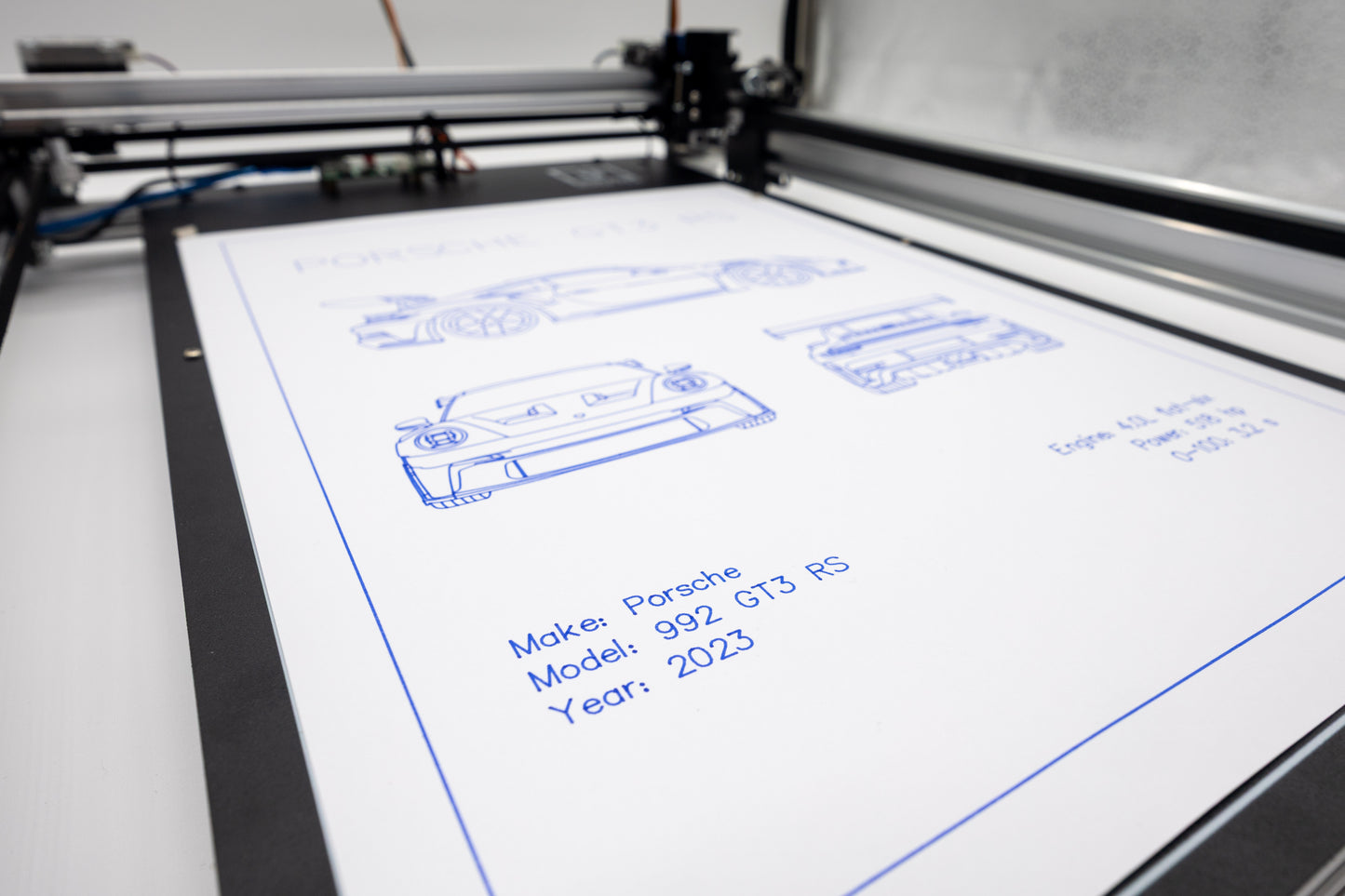 Porsche 992 GT3 RS Blueprint Poster Drawing
