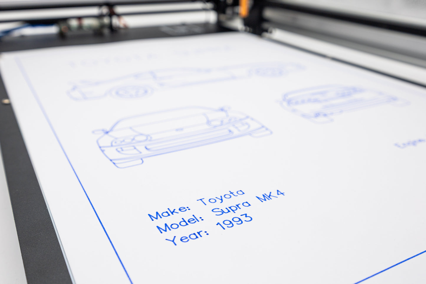 Toyota Supra MK4 Blueprint Poster Drawing
