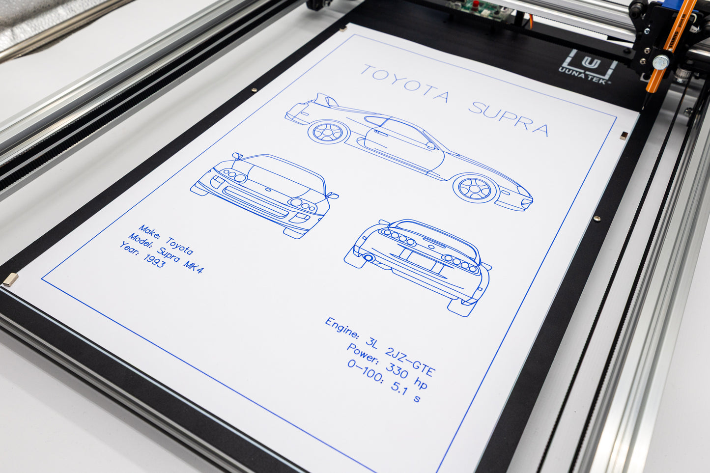 Toyota Supra MK4 Blueprint Poster Drawing