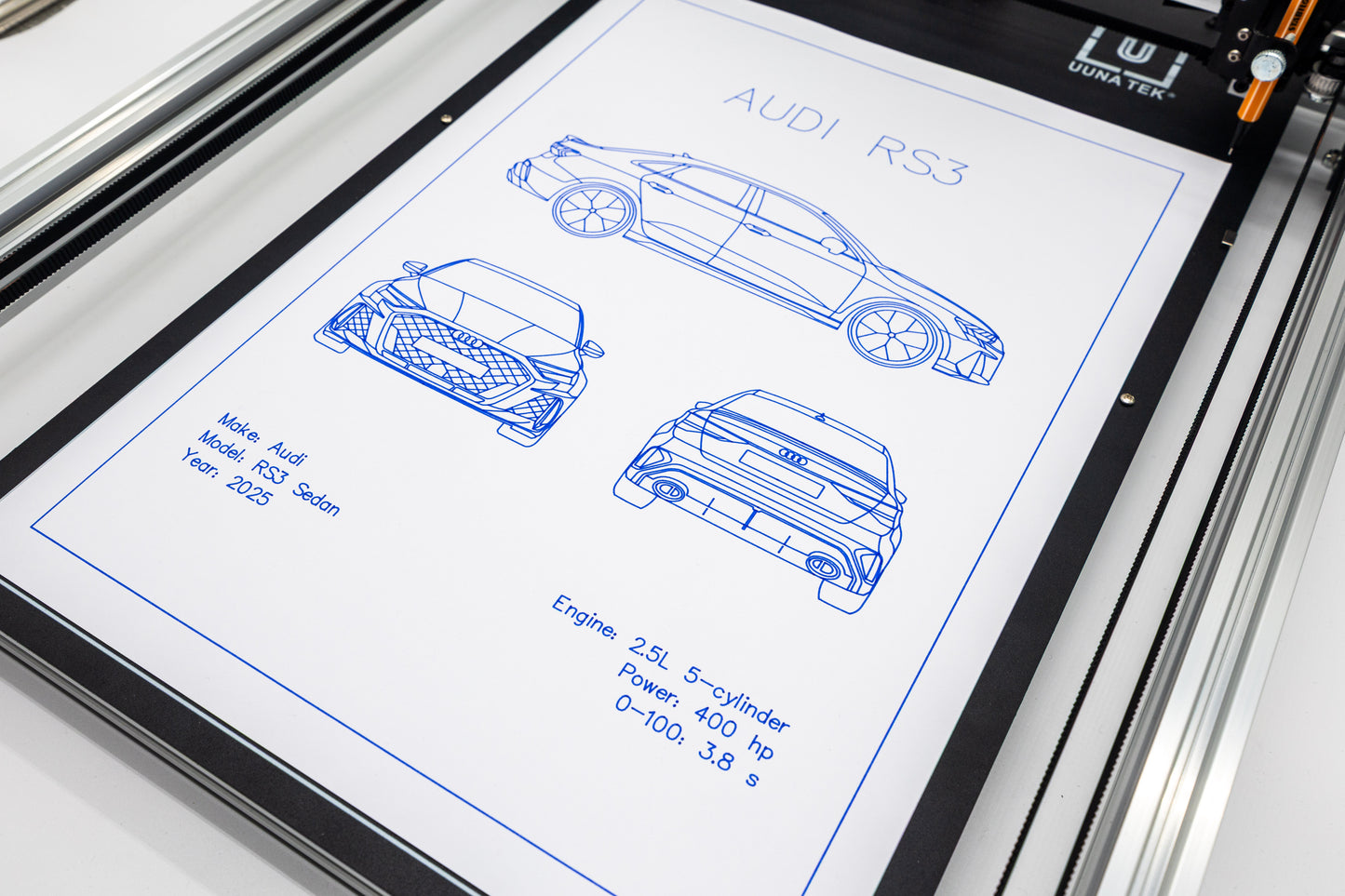 Audi RS3 Sedan 2025 Blueprint Poster Drawing