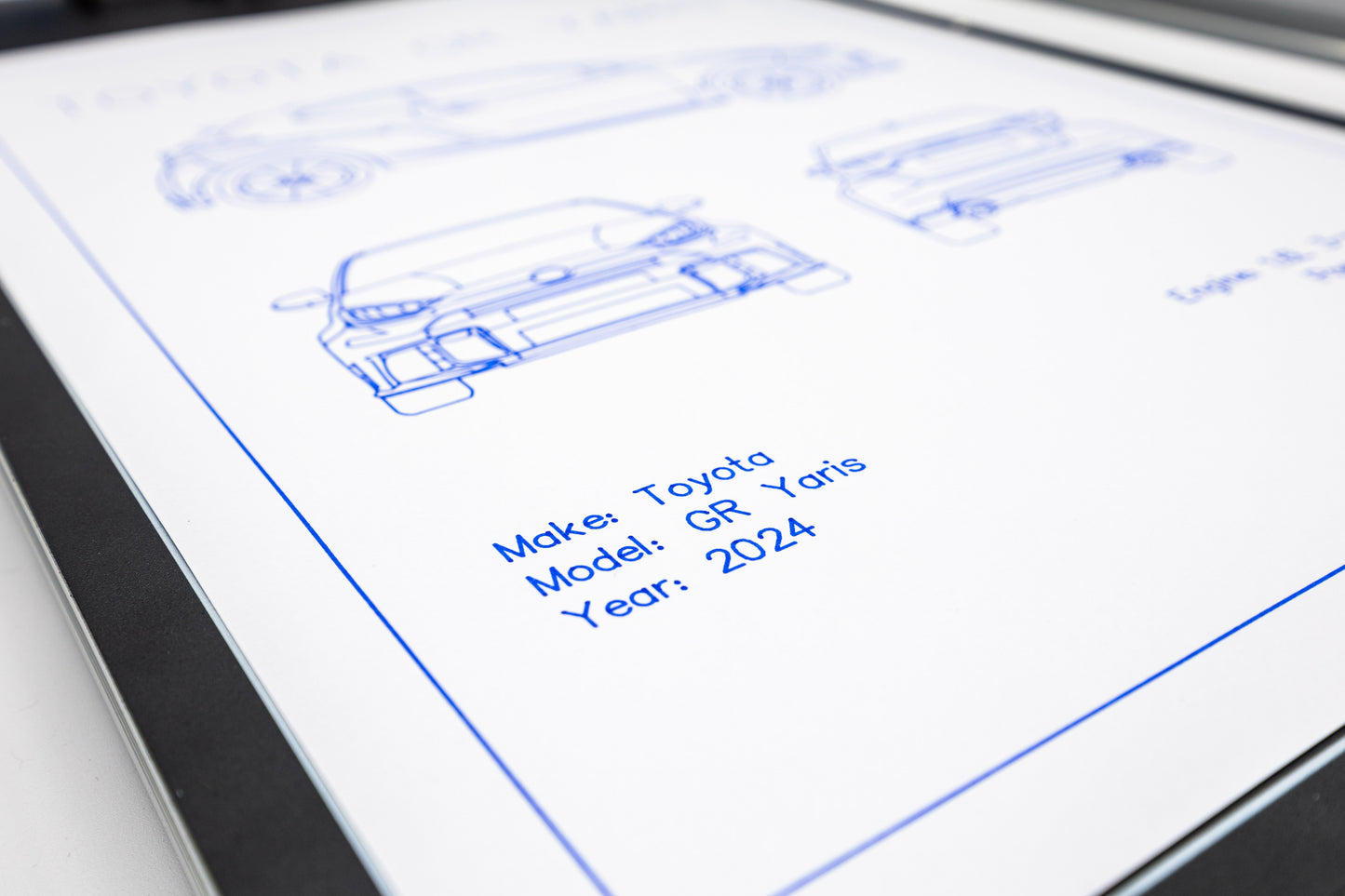 Toyota GR Yaris Gen2 Blueprint Poster Drawing