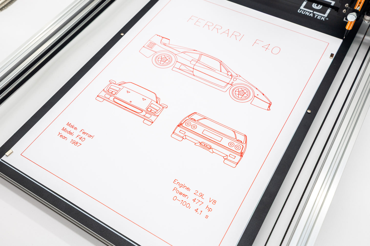 Ferrari F40 Blueprint Poster Drawing