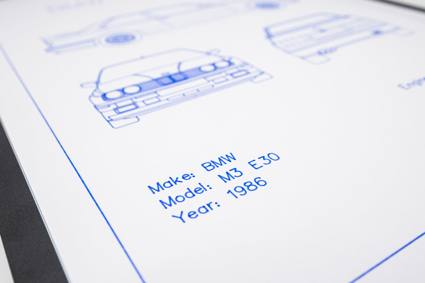 BMW M3 E30 Blueprint Poster Drawing