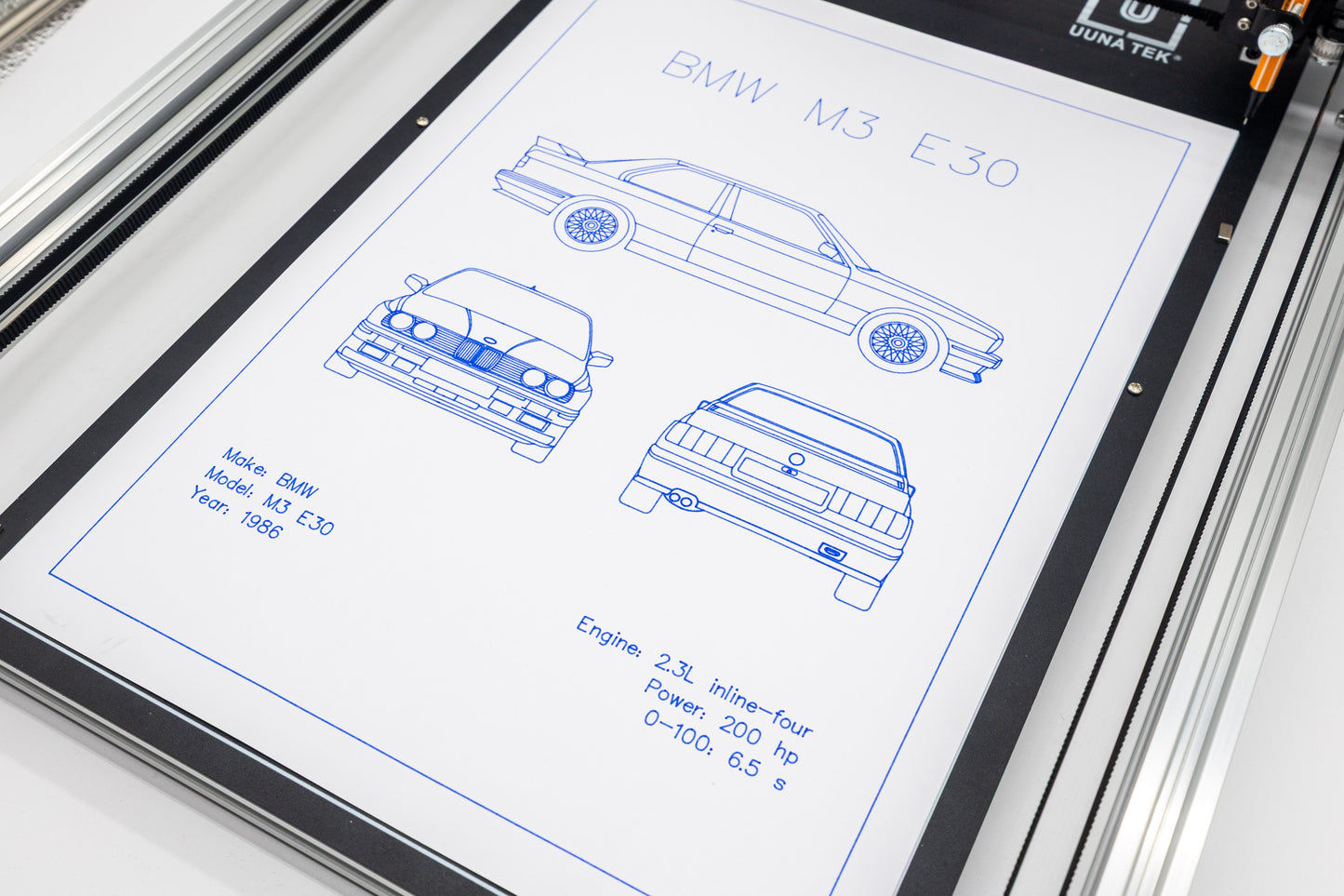BMW M3 E30 Blueprint Poster Drawing