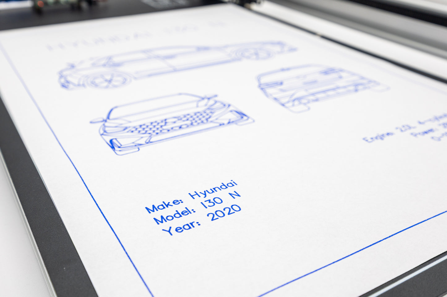 Hyundai I30 N Blueprint Poster Drawing