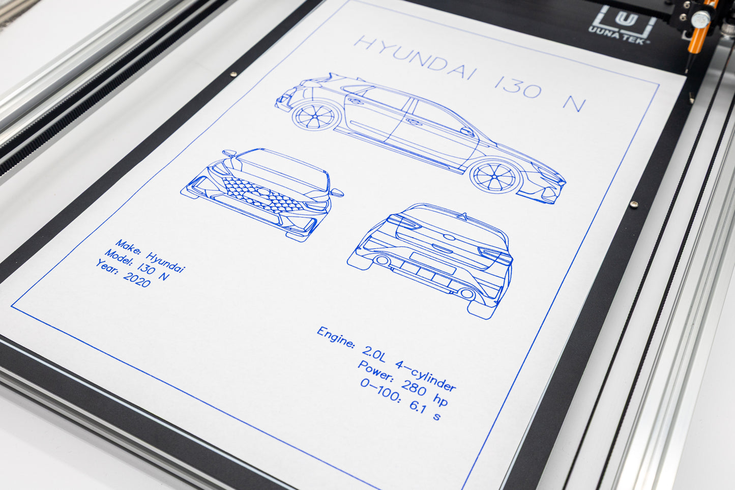 Hyundai I30 N Blueprint Poster Drawing