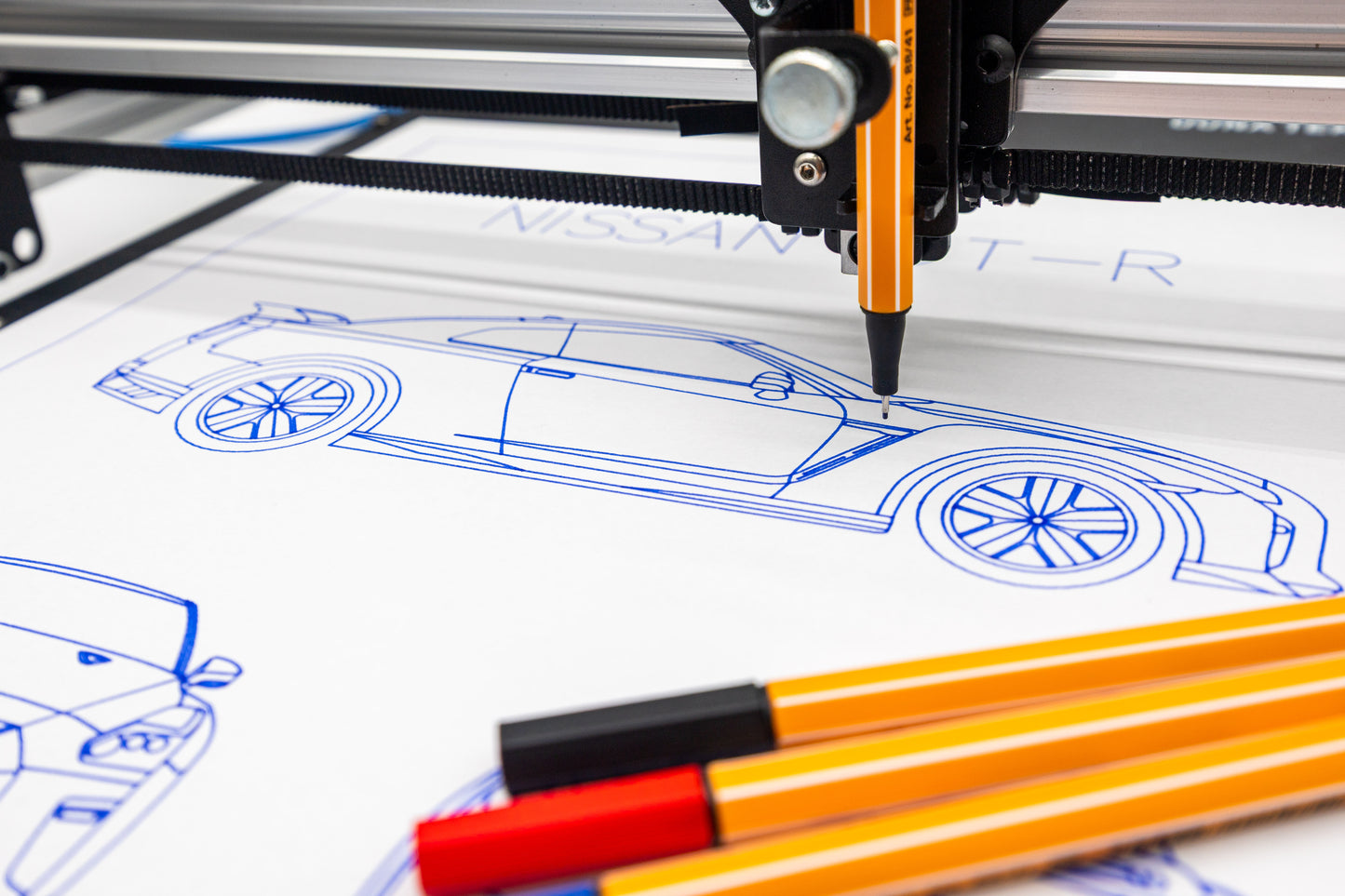 Nissan GT-R Blueprint Poster Drawing