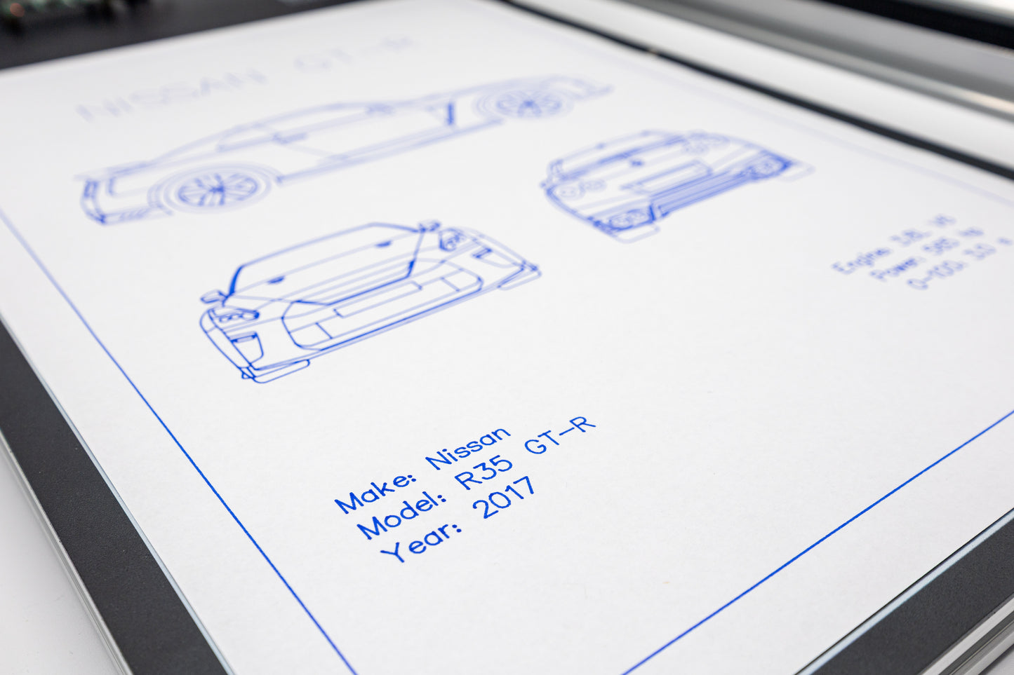 Nissan GT-R Blueprint Poster Drawing