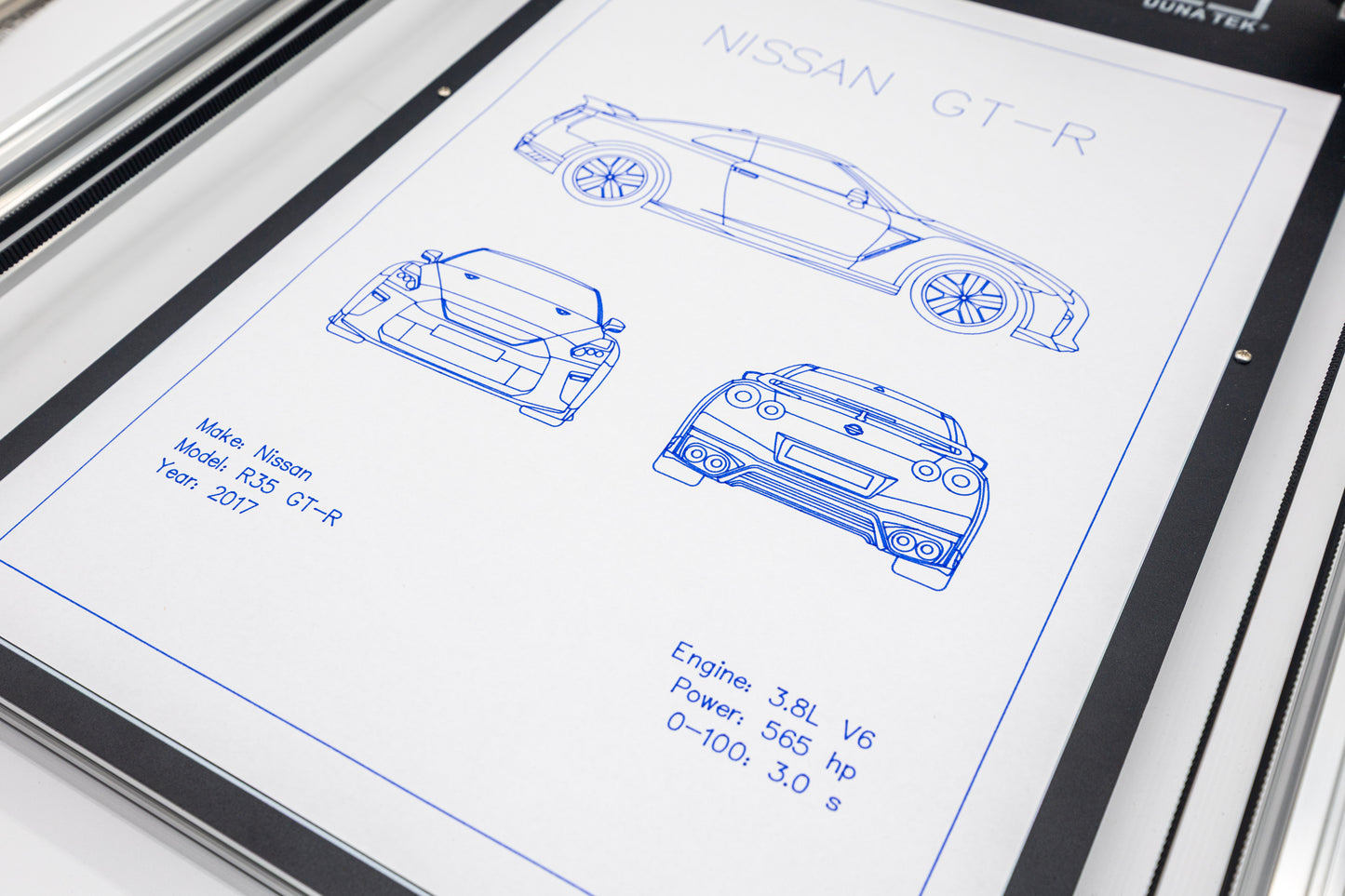 Nissan GT-R Blueprint Poster Drawing