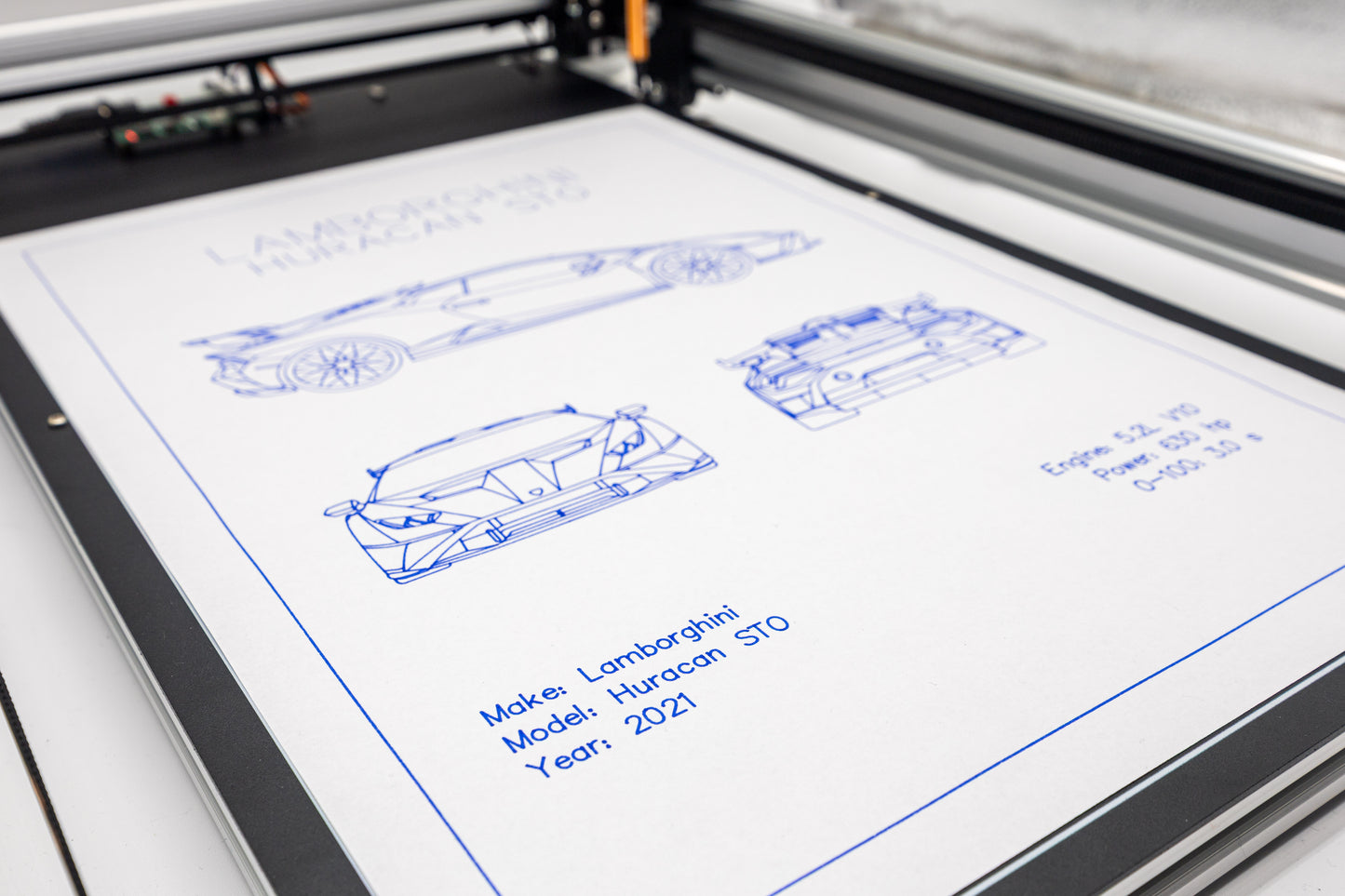 Lamborghini Huracan STO Blueprint Poster Drawing