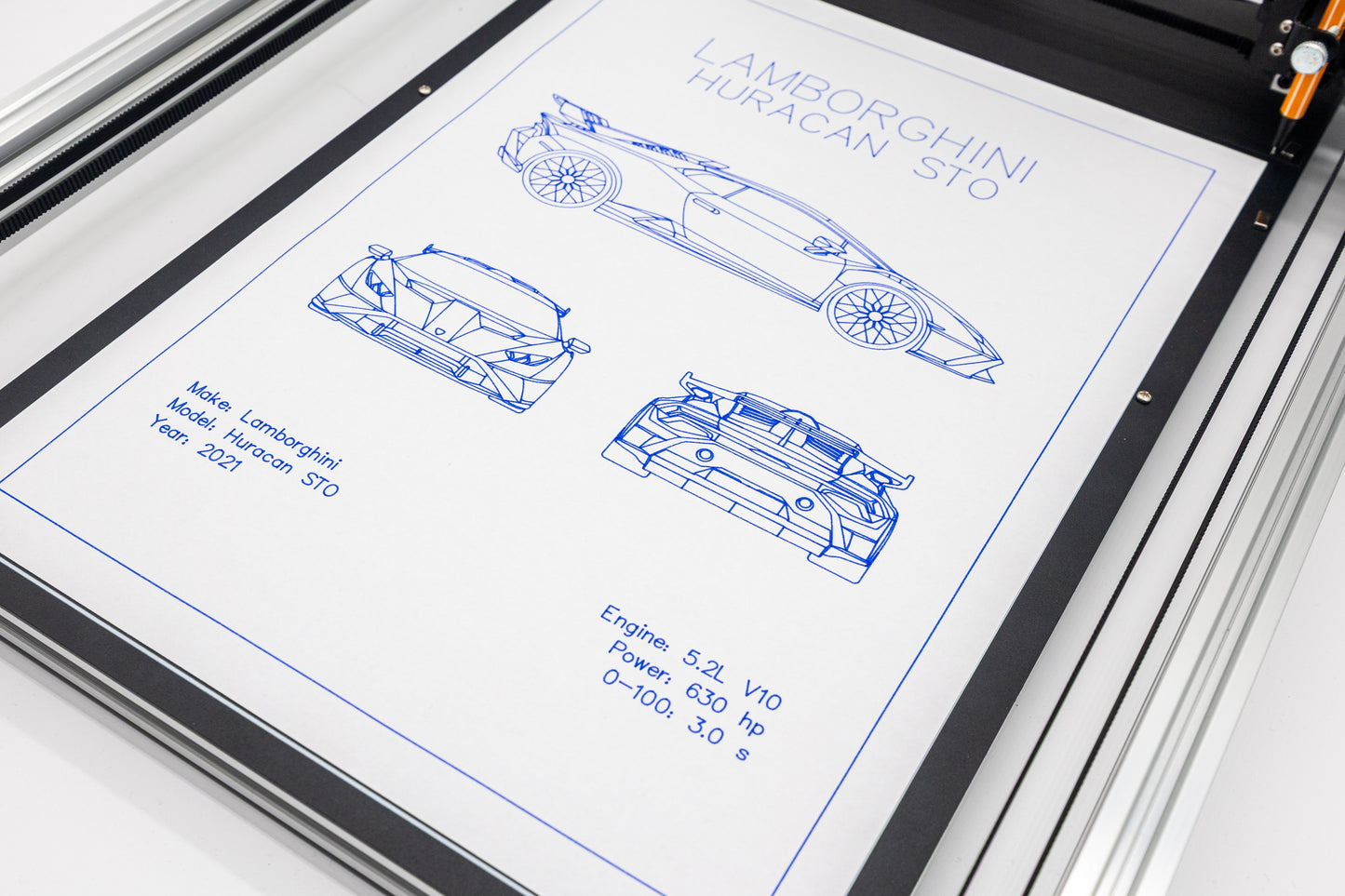 Lamborghini Huracan STO Blueprint Poster Drawing