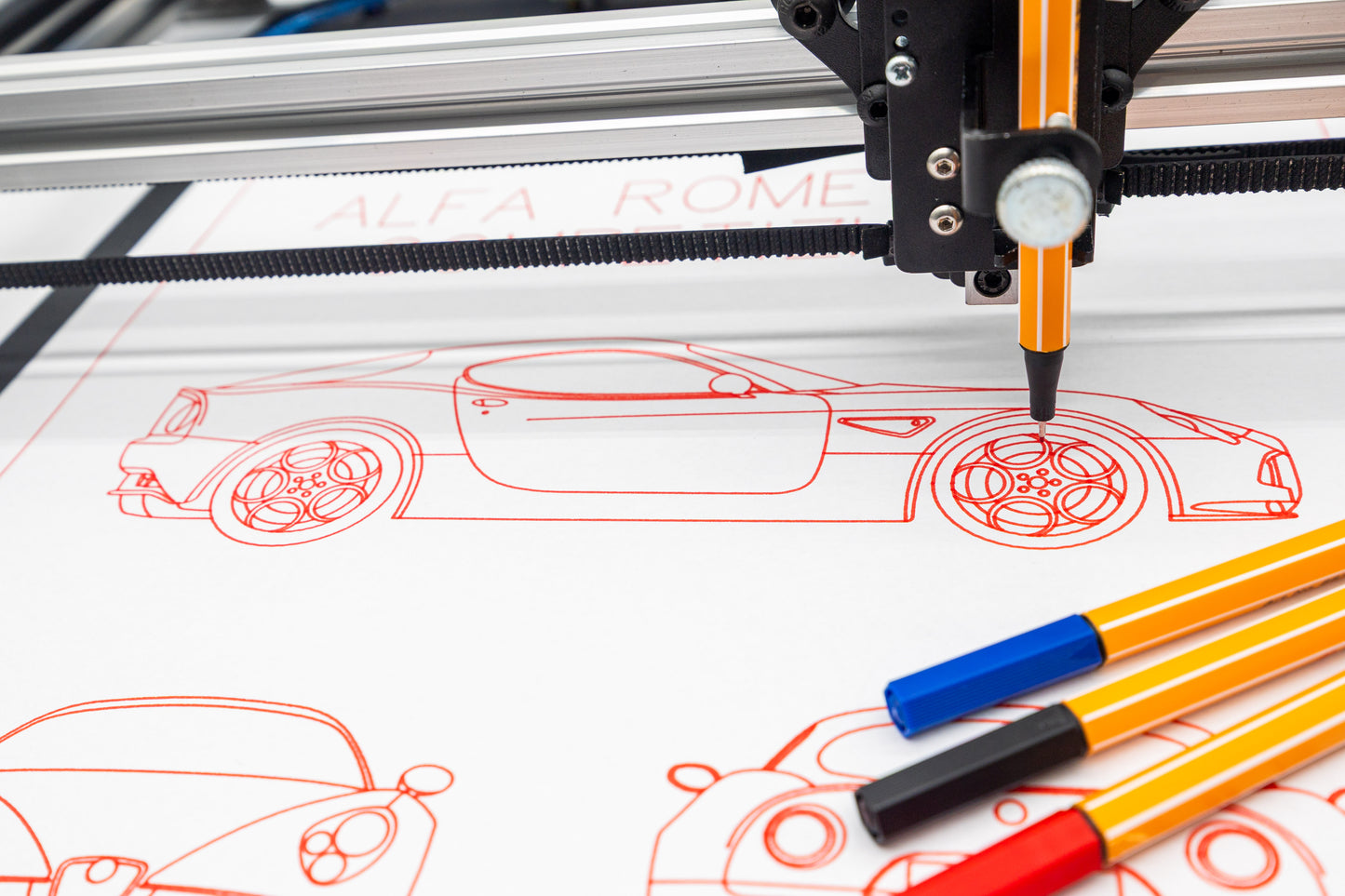 Alfa Romeo 8c Competizione Blueprint Poster Drawing