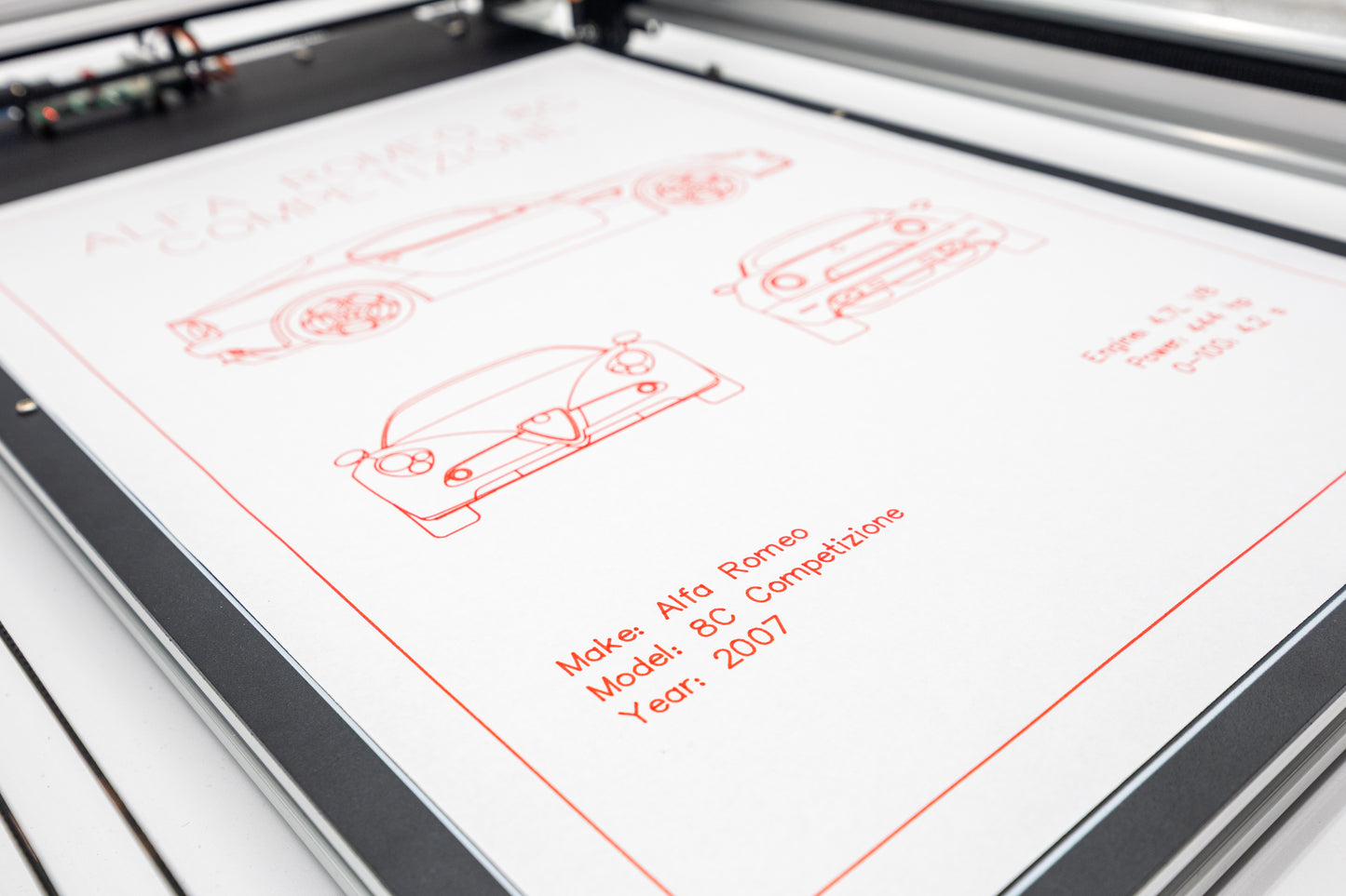 Alfa Romeo 8c Competizione Blueprint Poster Drawing