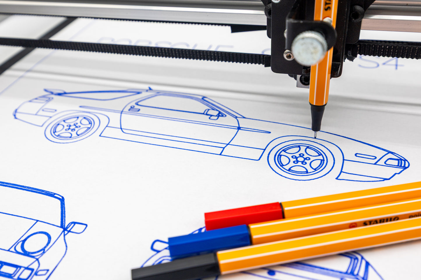 Porsche 928 S4 Blueprint Poster Drawing