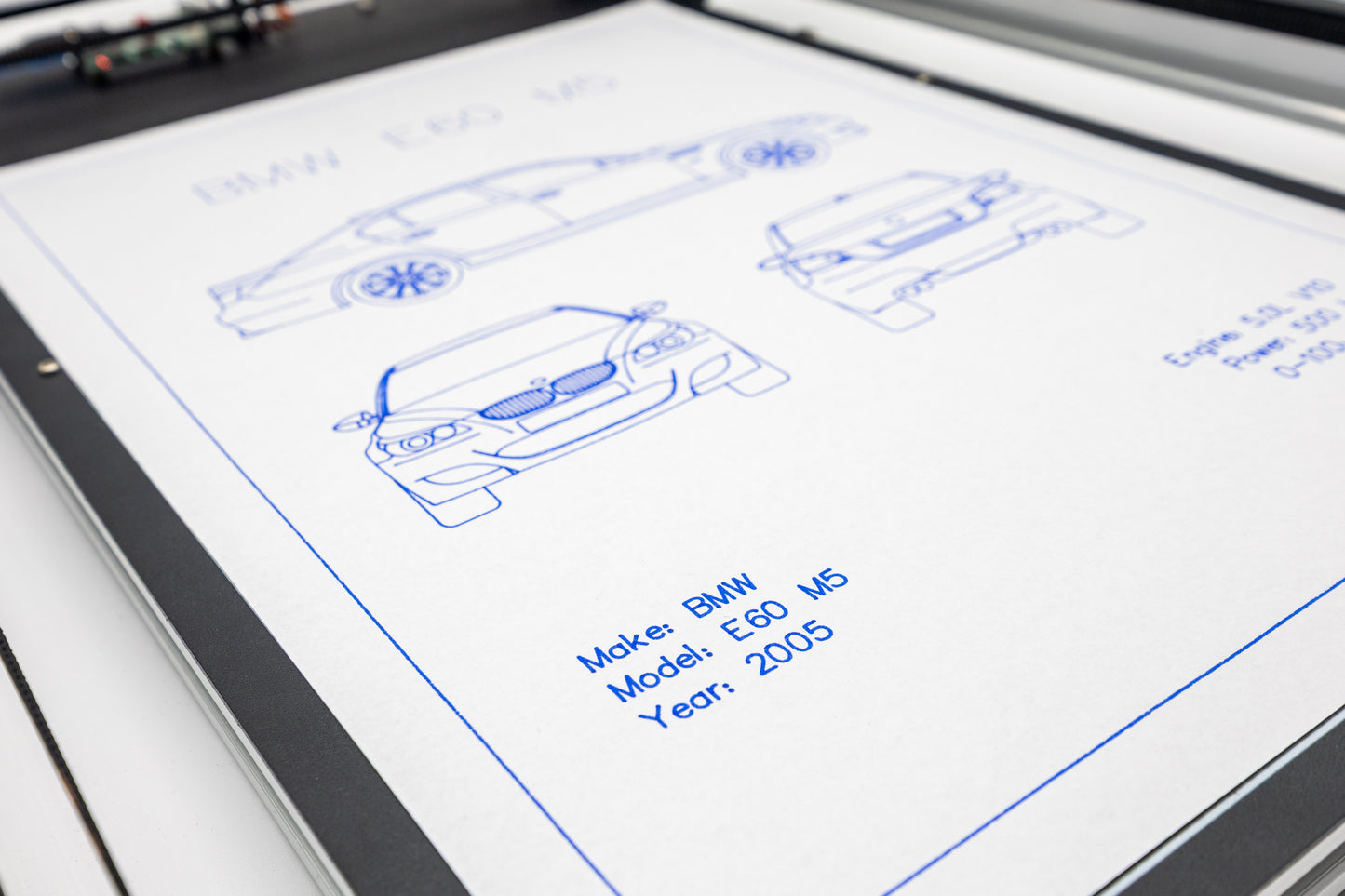 BMW E60 M5 Blueprint Poster Drawing