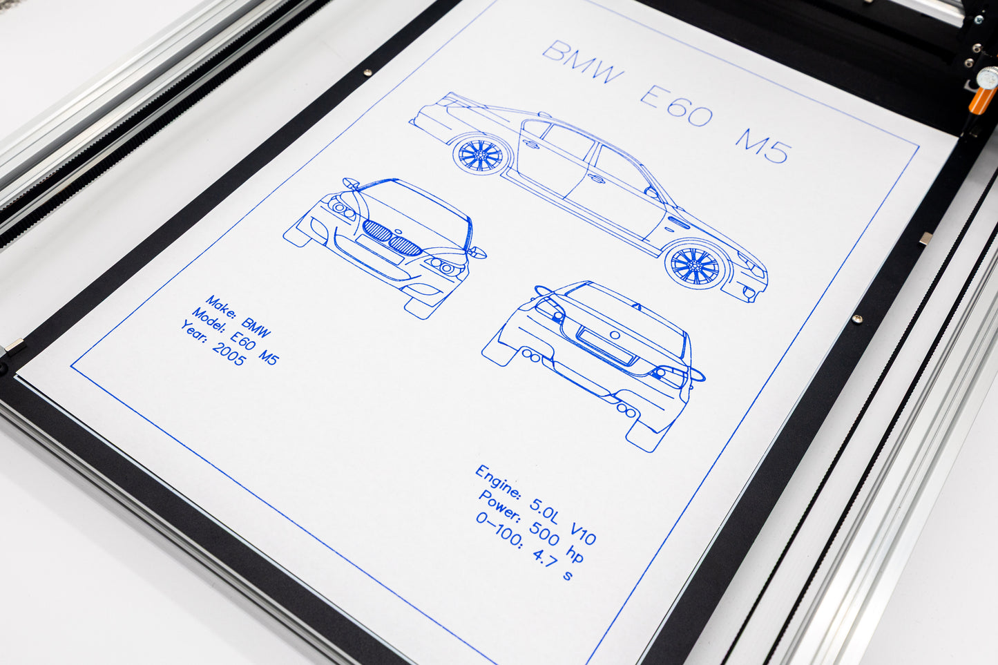 BMW E60 M5 Blueprint Poster Drawing