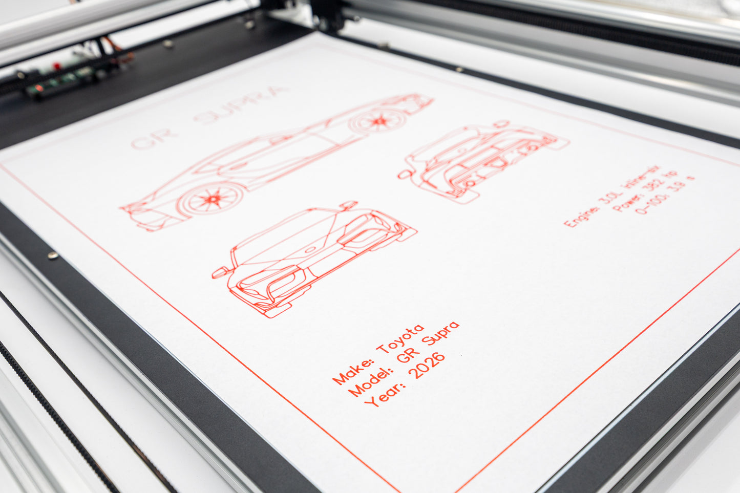 Toyota GR Supra 2026 Blueprint Poster Drawing