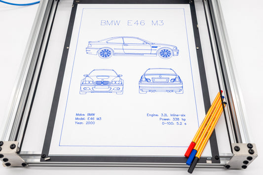 BMW E46 M3 Blueprint Poster Drawing