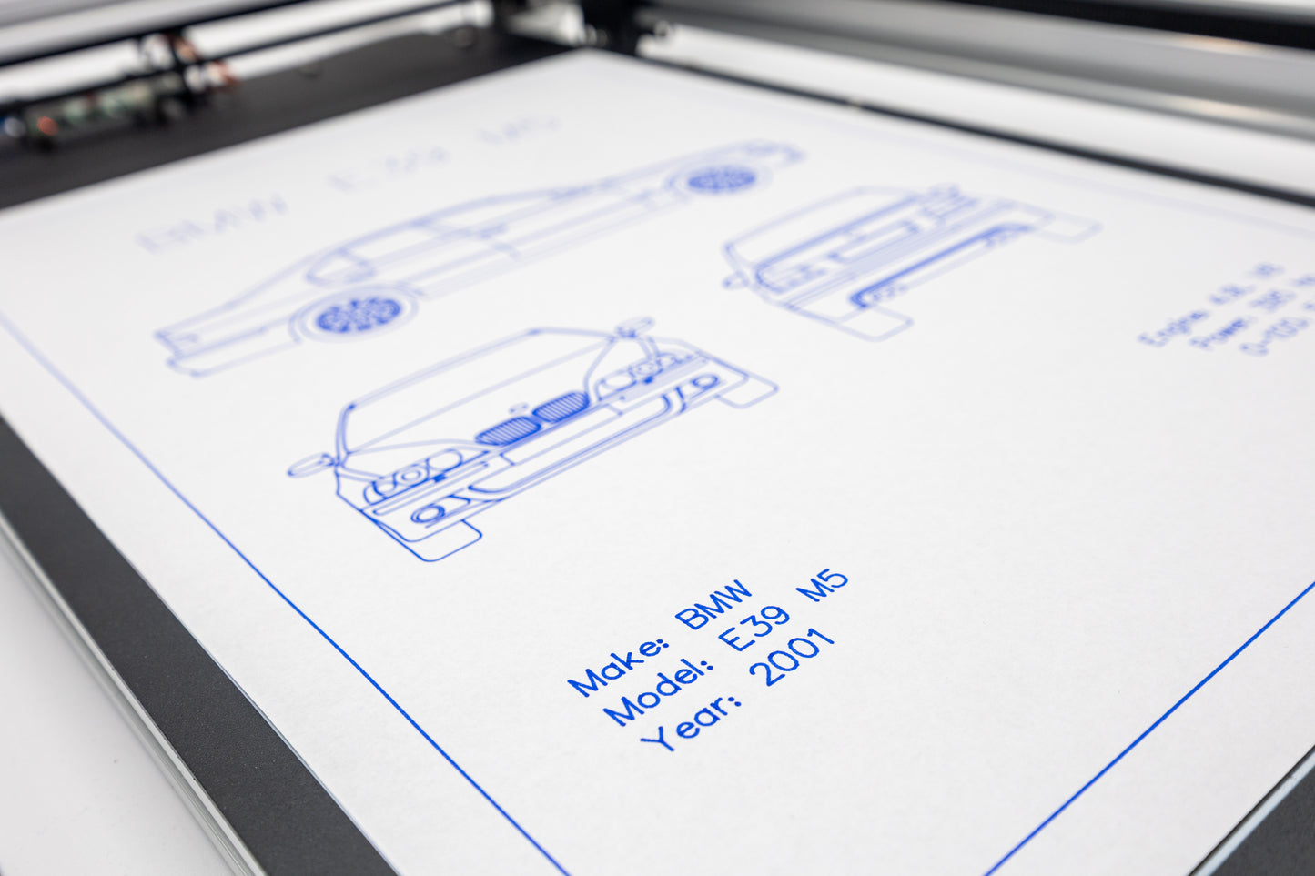 BMW E39 M5 Blueprint Poster Drawing