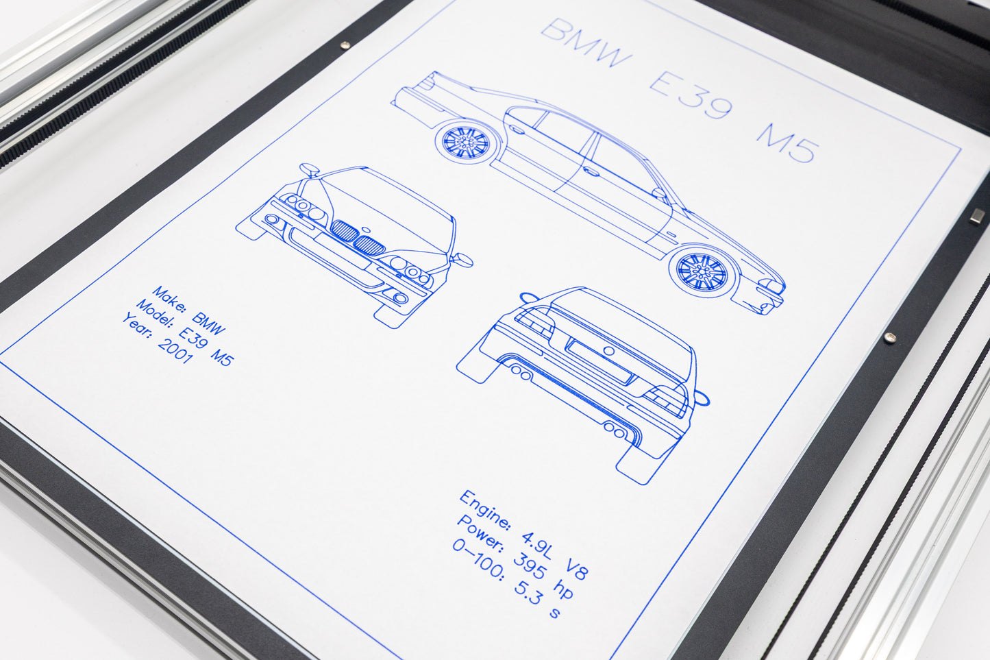 BMW E39 M5 Blueprint Poster Drawing