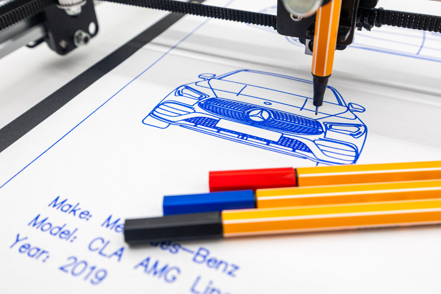 Mercedes CLA AMG Line Blueprint Poster Drawing