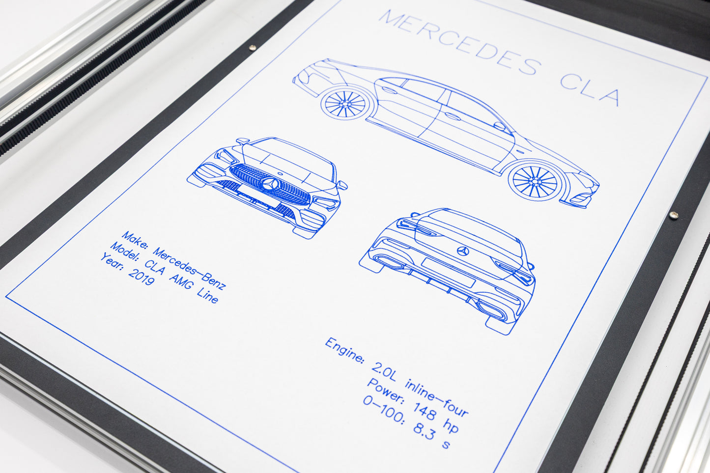 Mercedes CLA AMG Line Blueprint Poster Drawing