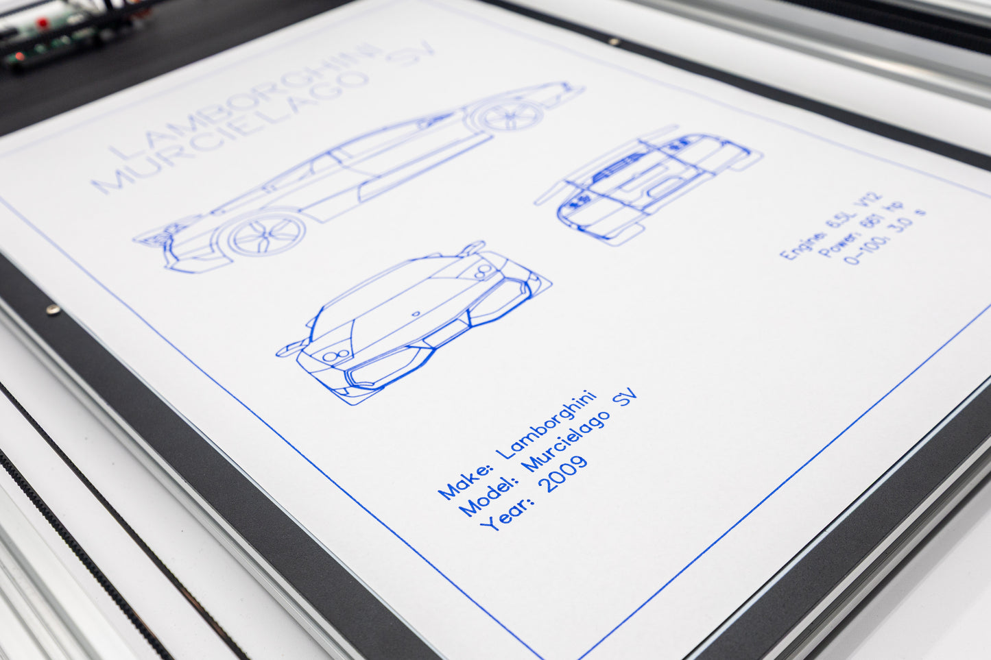 Lamborghini Murcielago SV Blueprint Poster Drawing