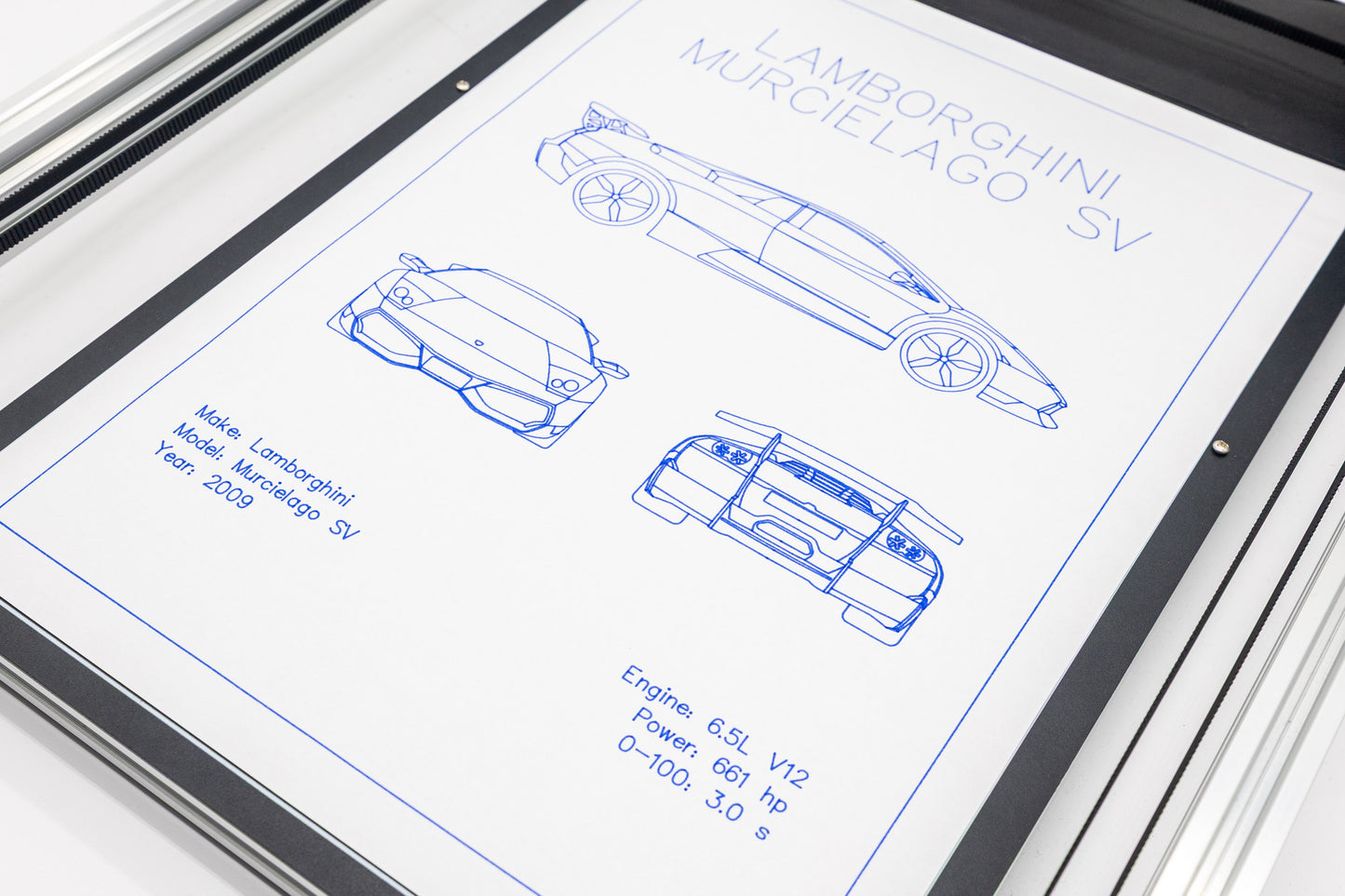 Lamborghini Murcielago SV Blueprint Poster Drawing