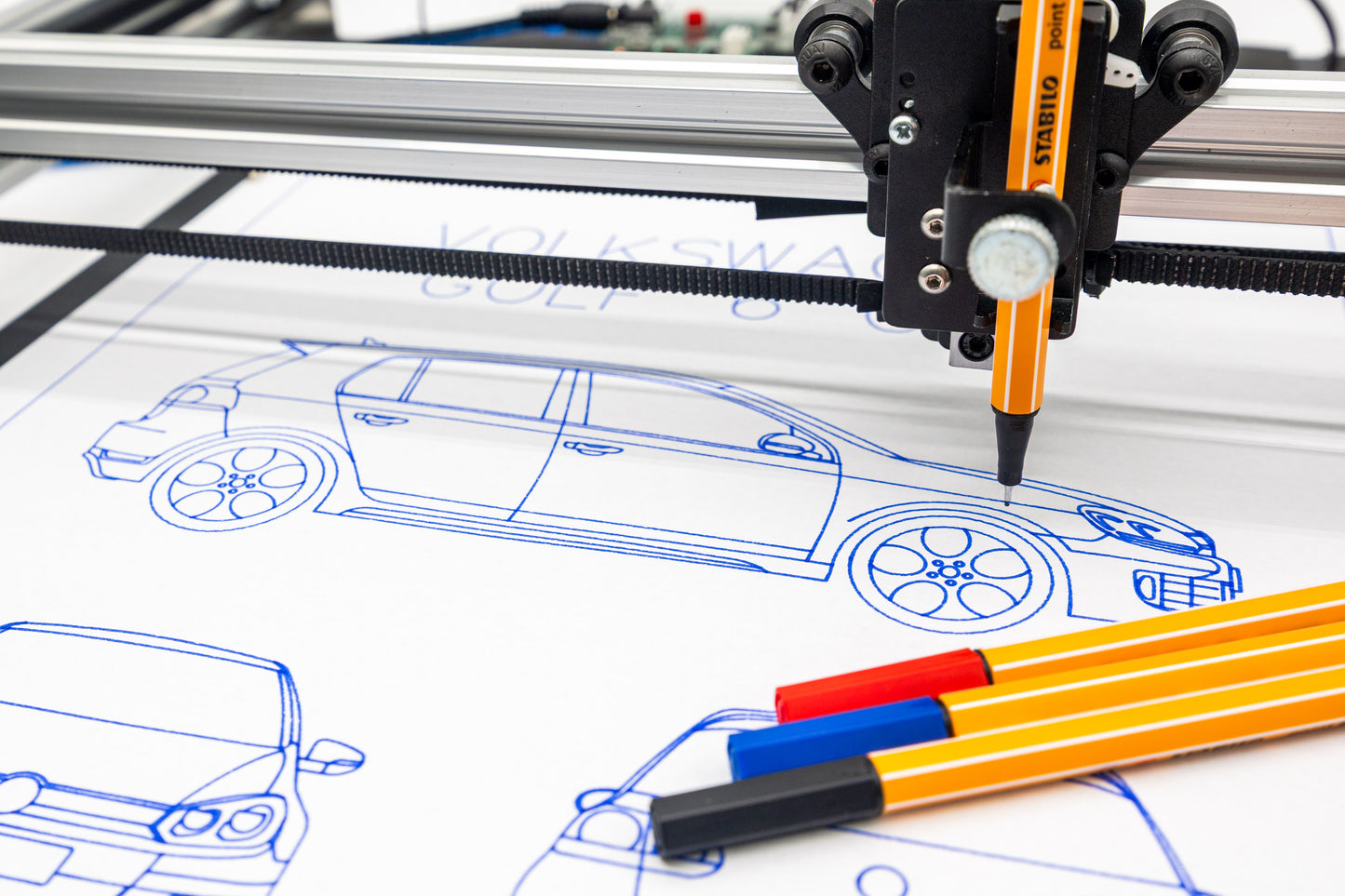 Volkswagen Golf 6 GTI Blueprint Poster Drawing