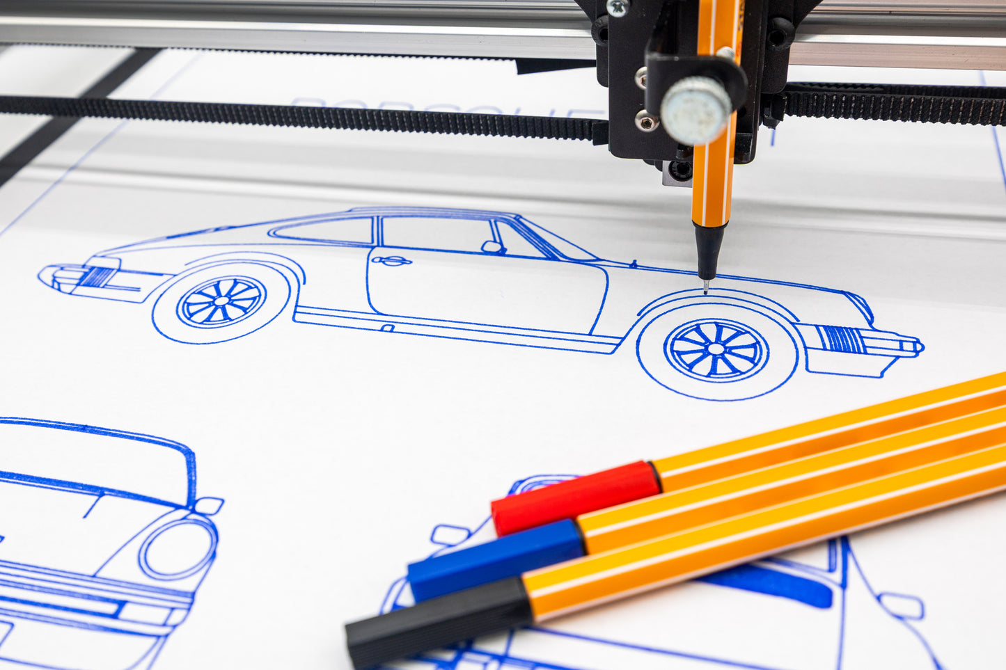 Porsche 911 Coupe (G) Blueprint Poster Drawing