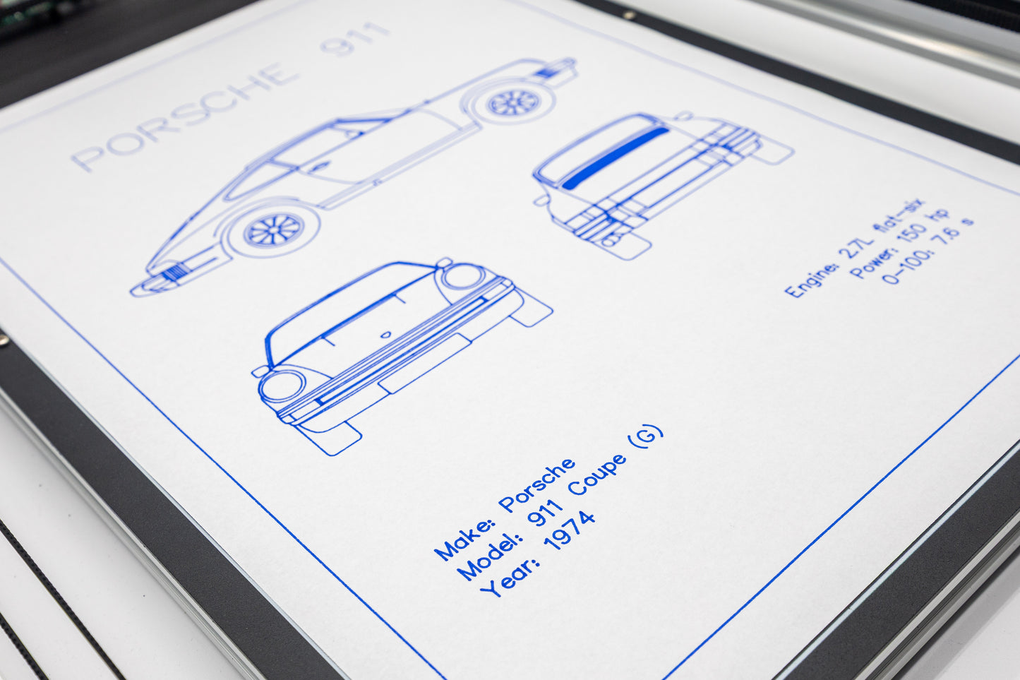Porsche 911 Coupe (G) Blueprint Poster Drawing