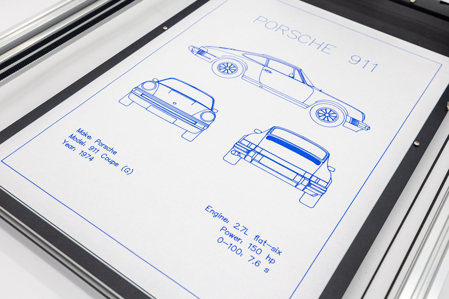 Porsche 911 Coupe (G) Blueprint Poster Drawing