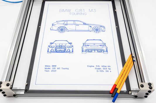 BMW G81 M3 Touring Blueprint Poster Drawing