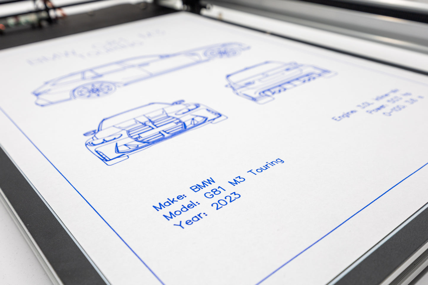 BMW G81 M3 Touring Blueprint Poster Drawing