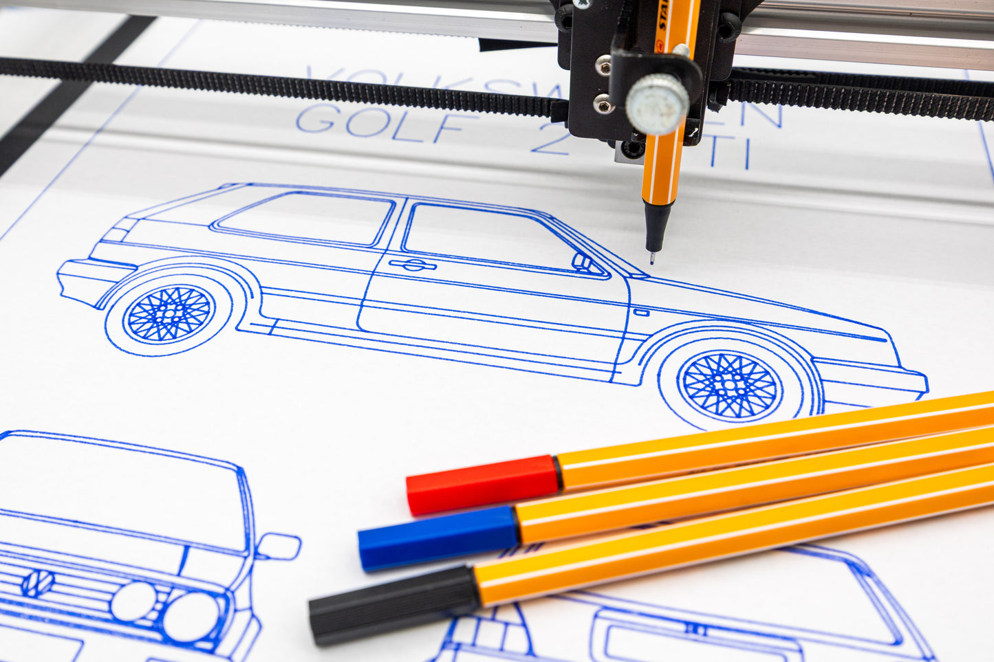 Volkswagen Golf 2 GTI Blueprint Poster Drawing
