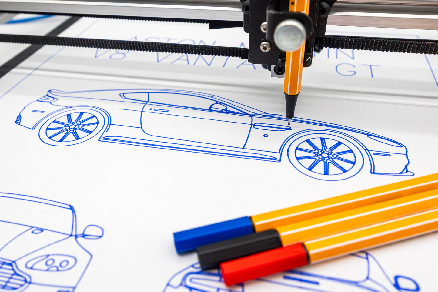Aston Martin V8 Vantage GT Blueprint Poster Drawing
