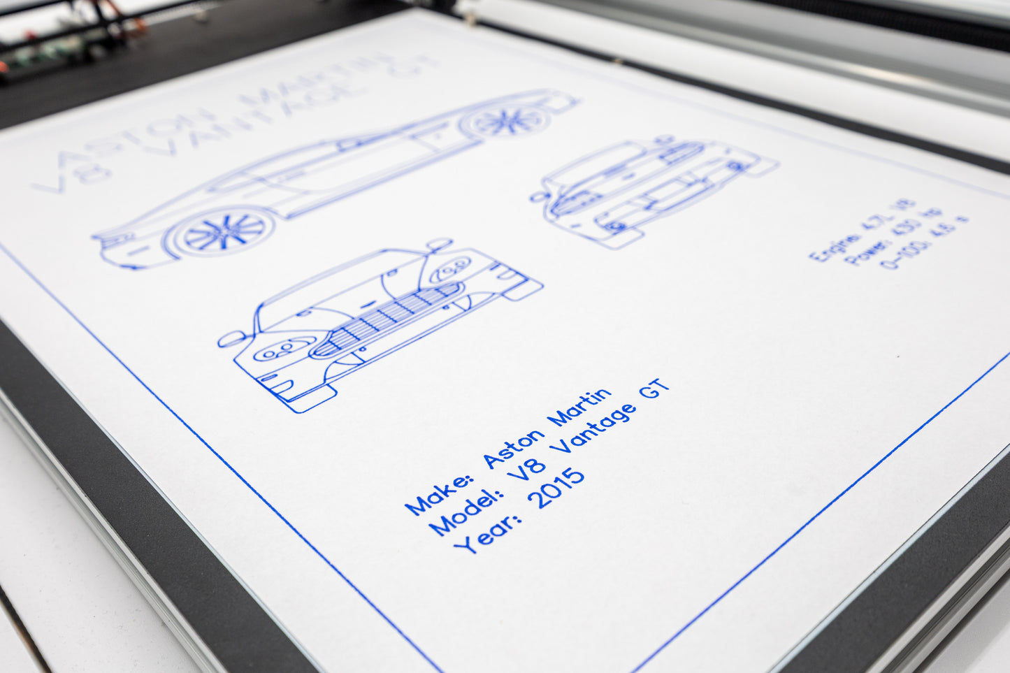 Aston Martin V8 Vantage GT Blueprint Poster Drawing