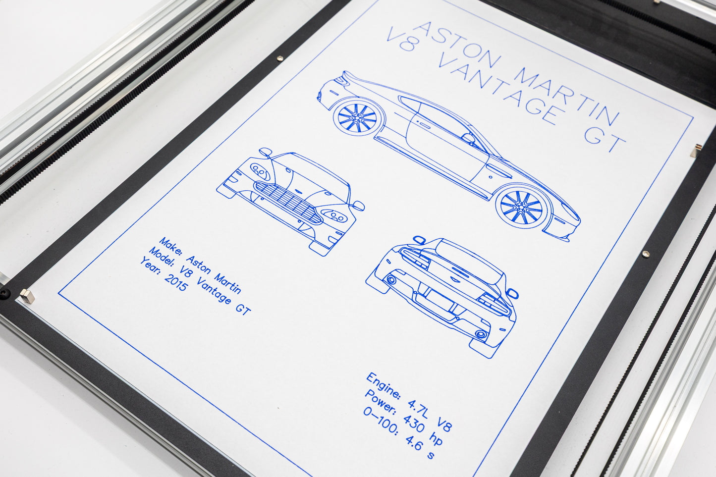 Aston Martin V8 Vantage GT Blueprint Poster Drawing