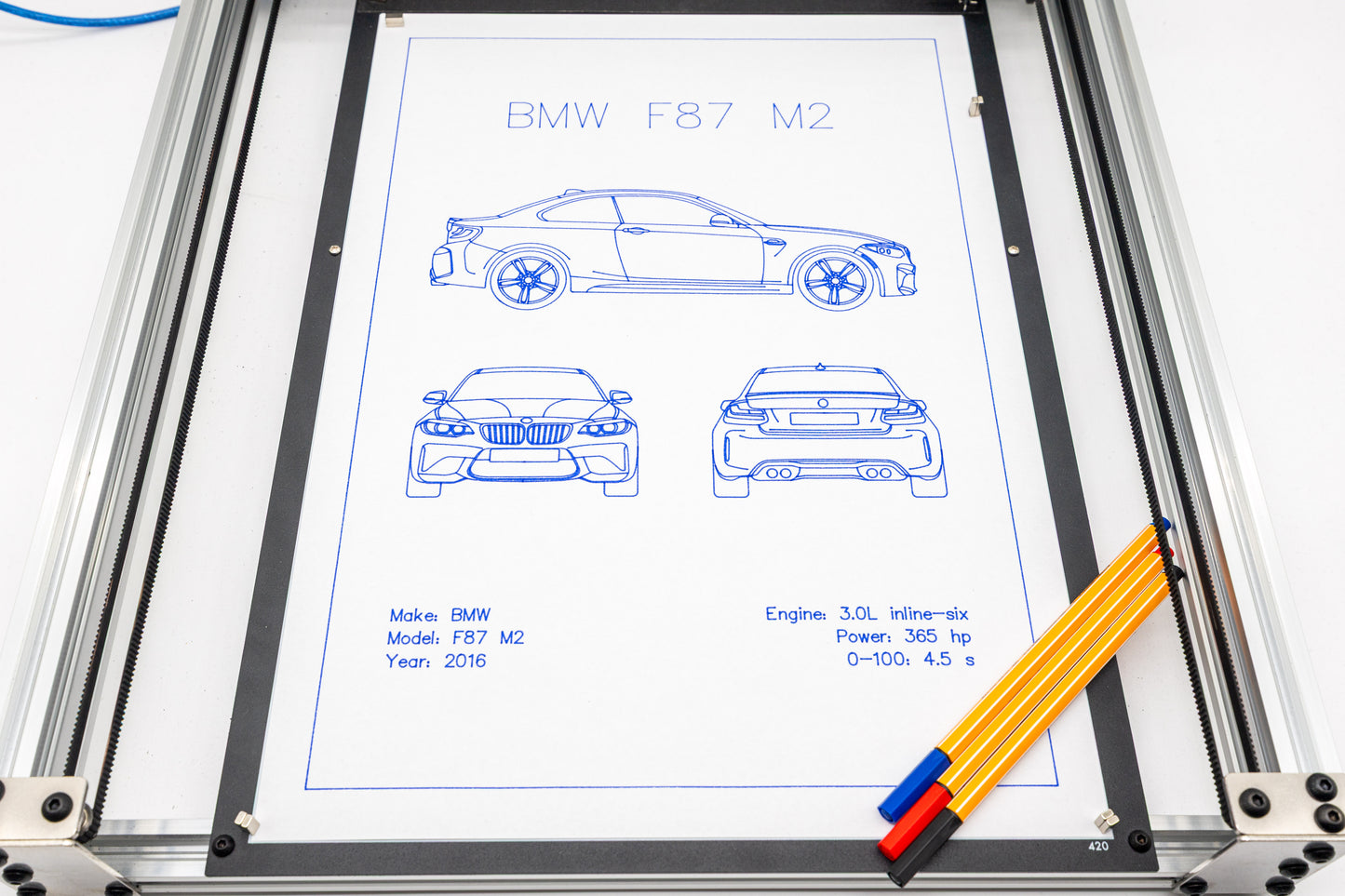 BMW F87 M2 Blueprint Poster Drawing