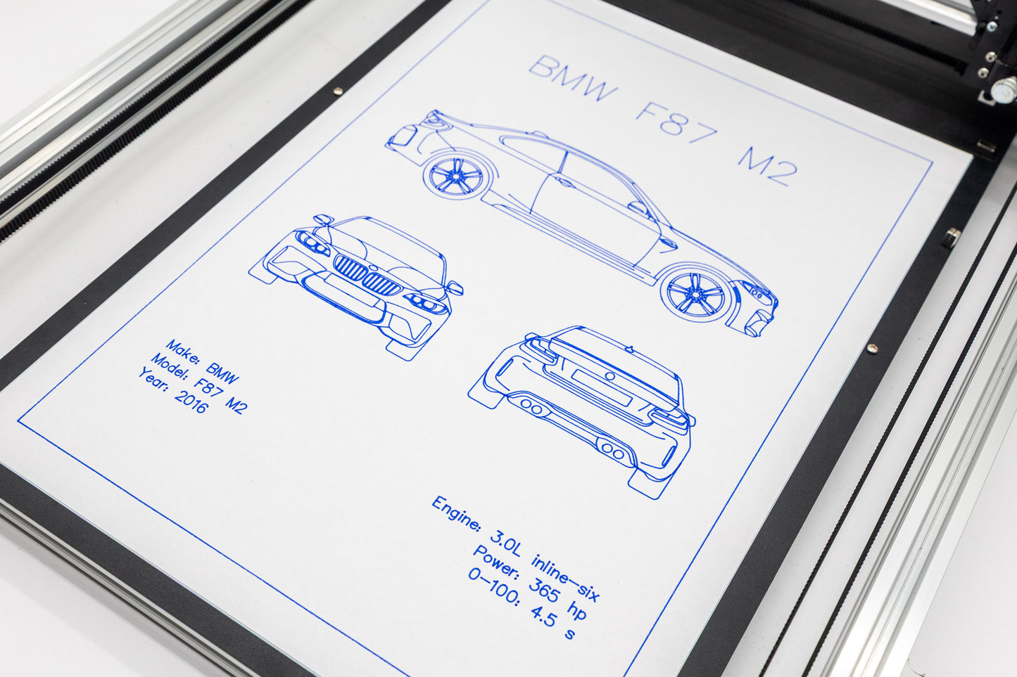 BMW F87 M2 Blueprint Poster Drawing