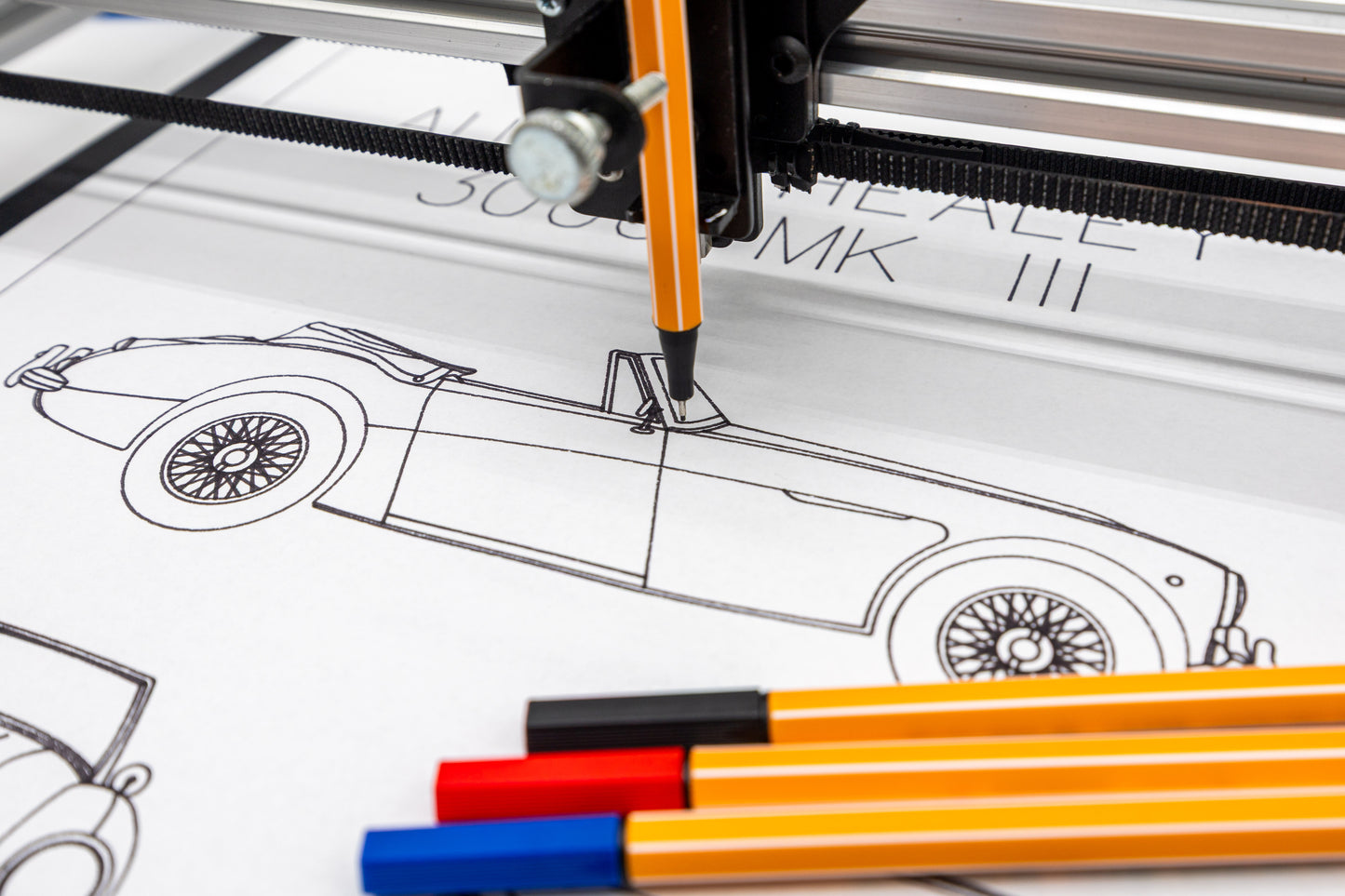 Austin Healey 3000 MkIII Blueprint Poster Drawing