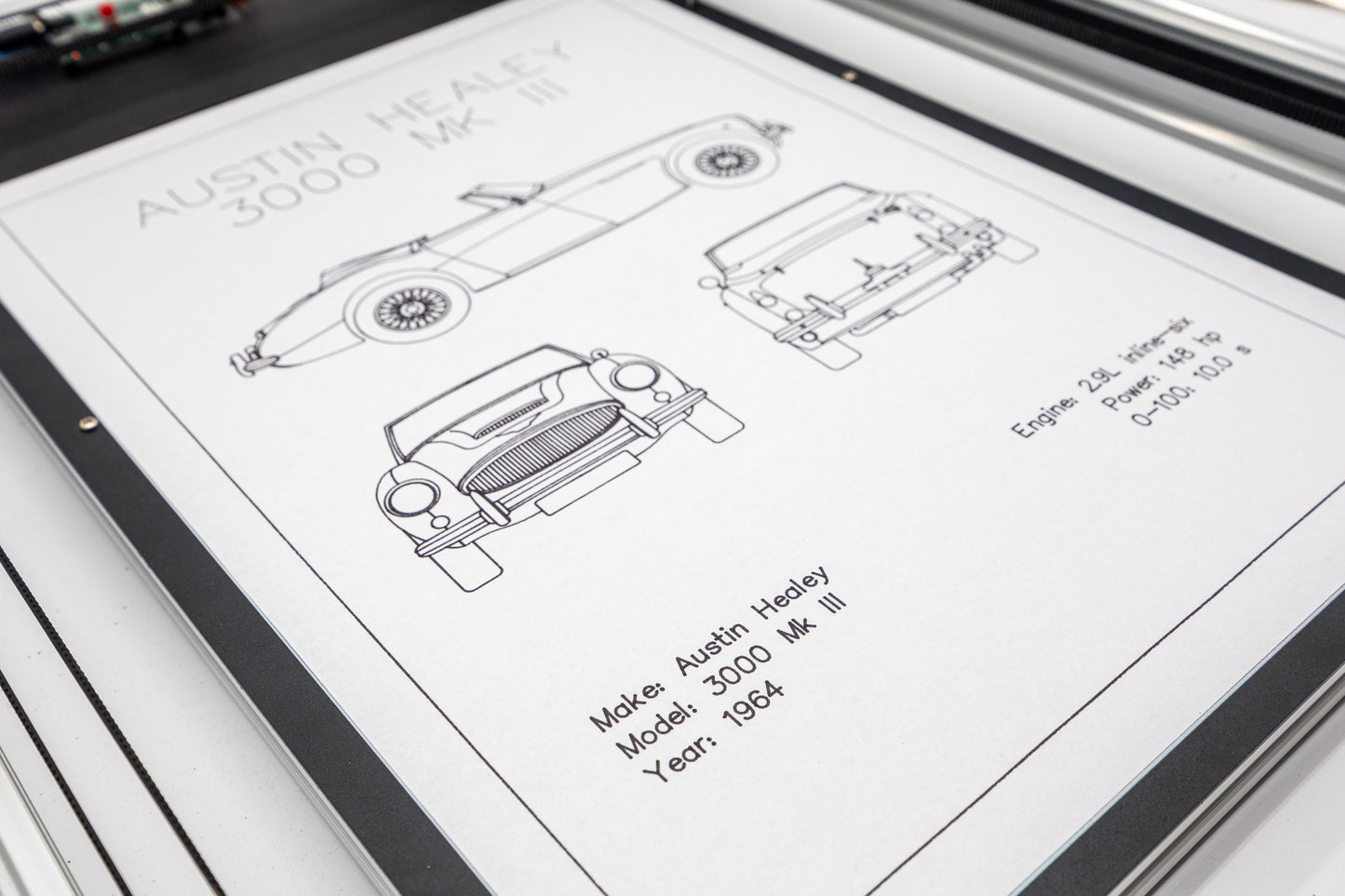 Austin Healey 3000 MkIII Blueprint Poster Drawing