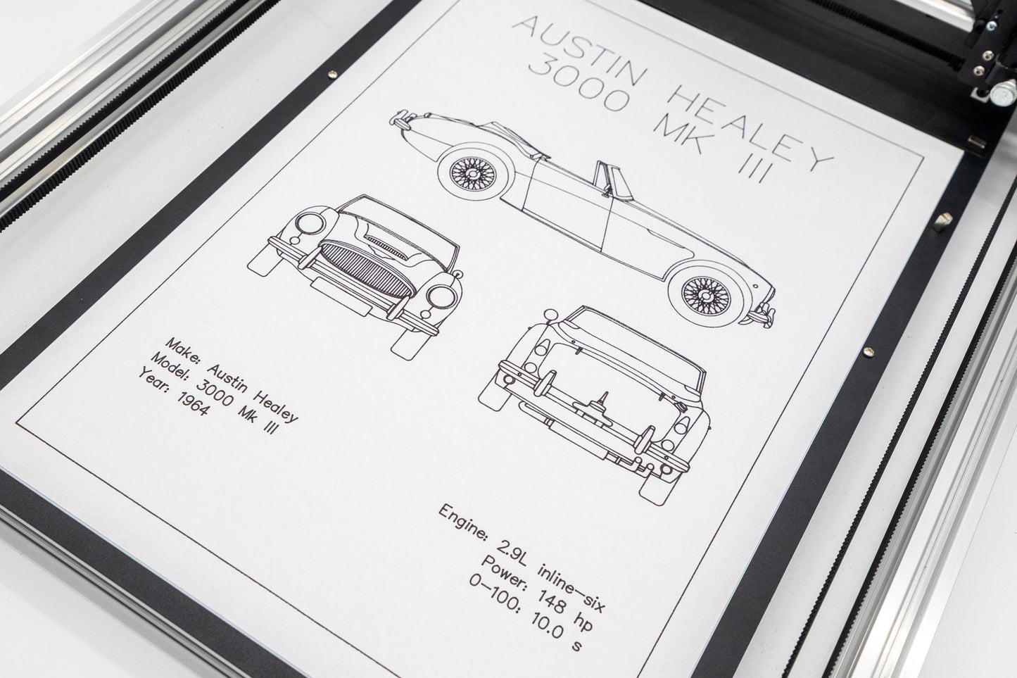 Austin Healey 3000 MkIII Blueprint Poster Drawing