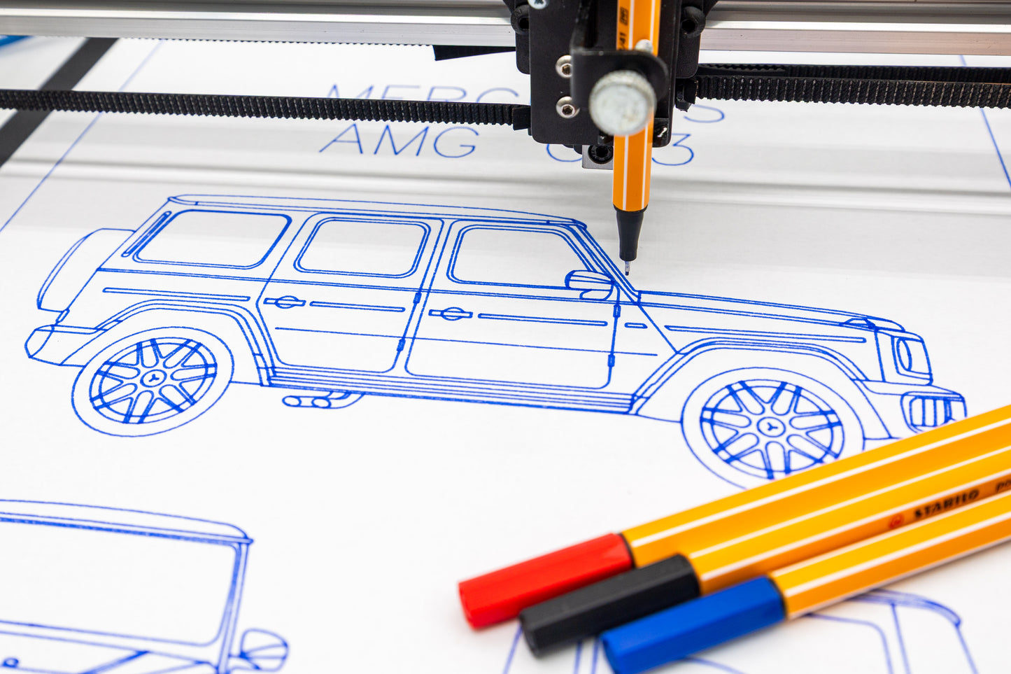 Mercedes AMG G63 Blueprint Poster Drawing