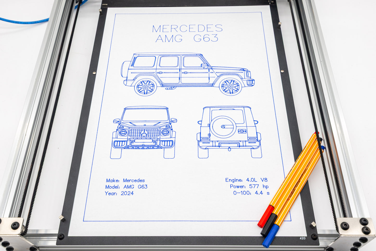 Mercedes AMG G63 Blueprint Poster Drawing