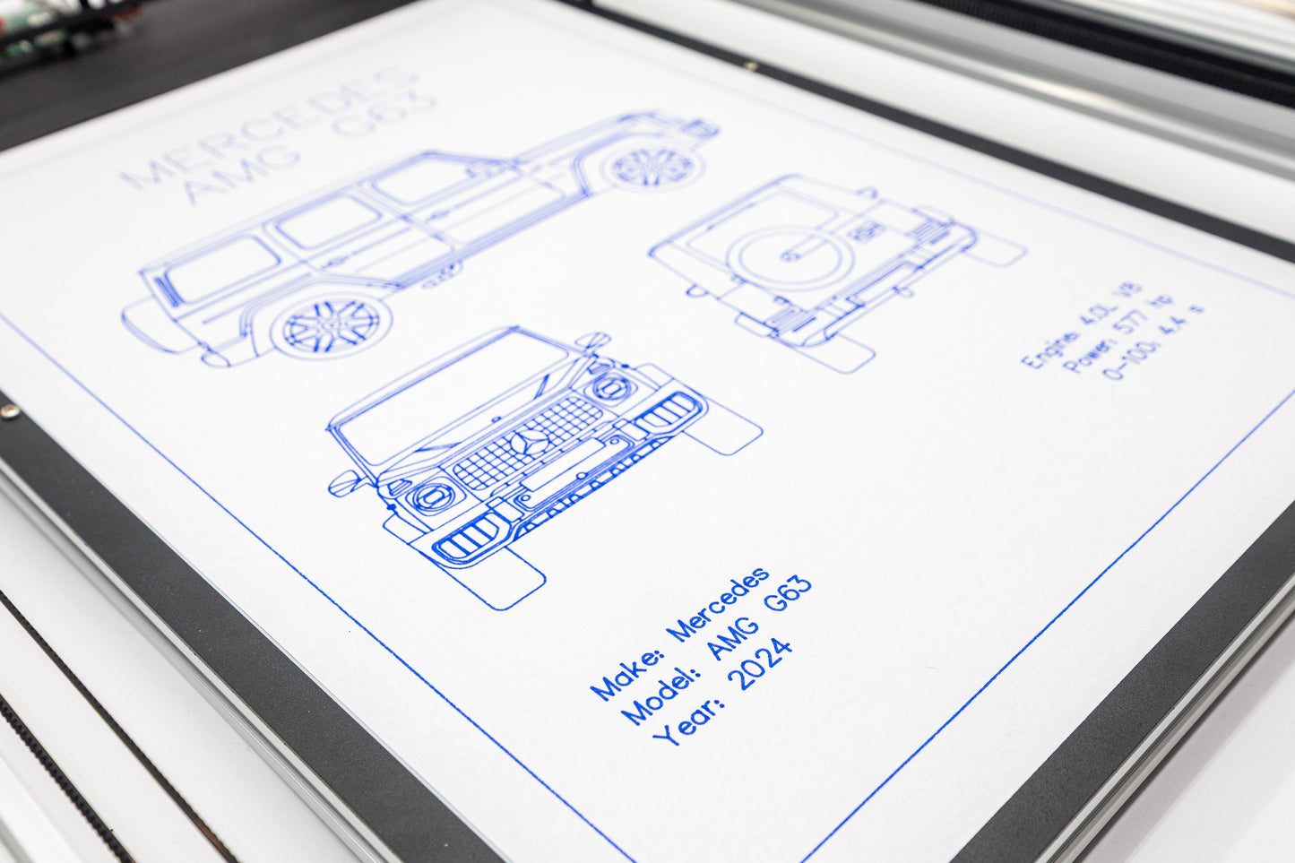 Mercedes AMG G63 Blueprint Poster Drawing
