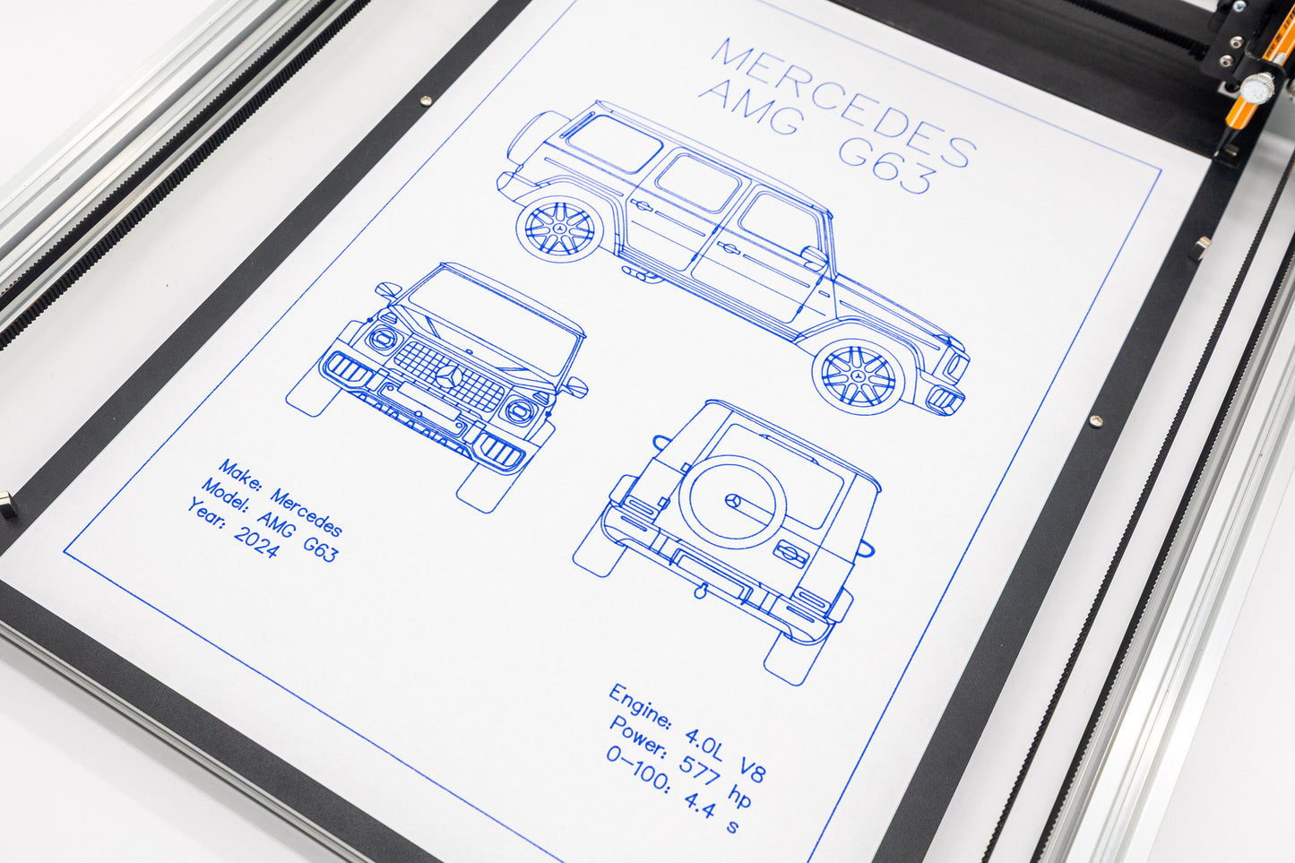 Mercedes AMG G63 Blueprint Poster Drawing